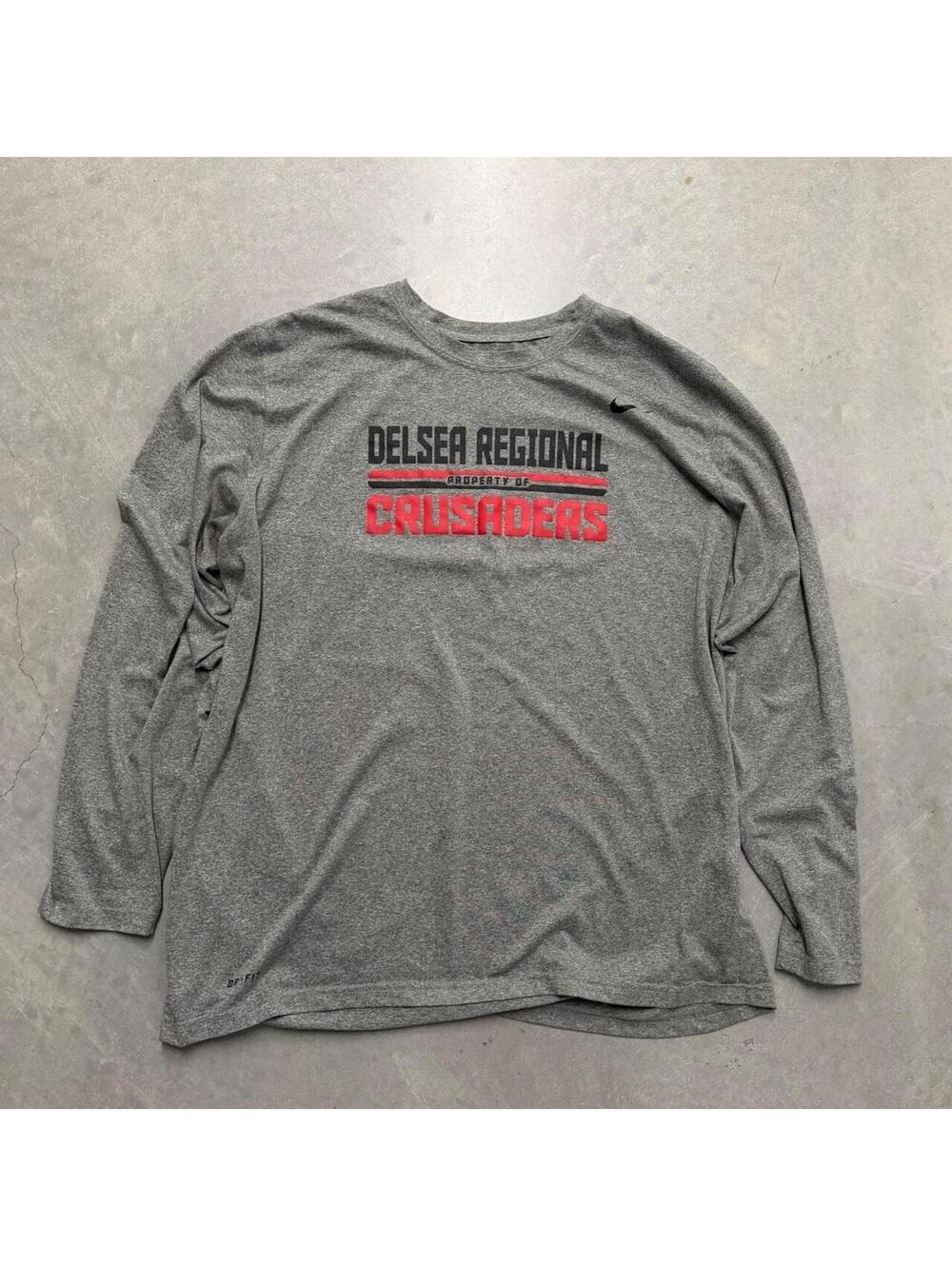 Nike Dri-FIT Delsea Regional Crusaders Long Sleeve Performance Shirt Gray Large
